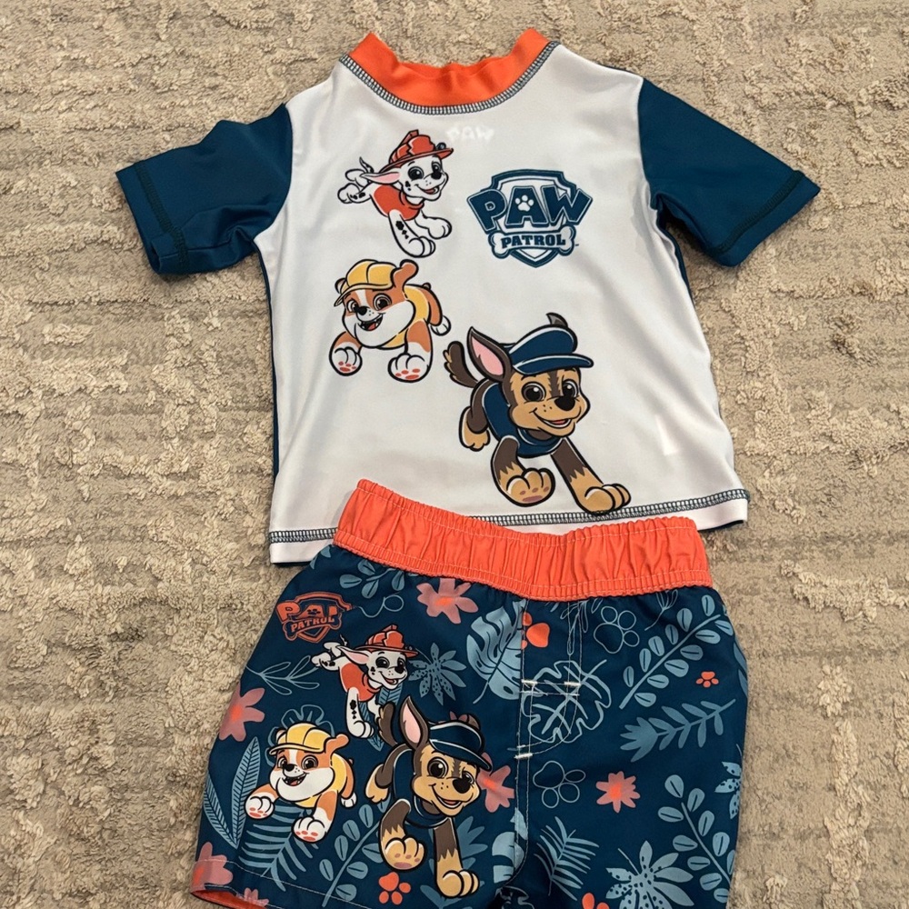 Paw Patrol Kids Rashguard Set - Blue, White, and Orange